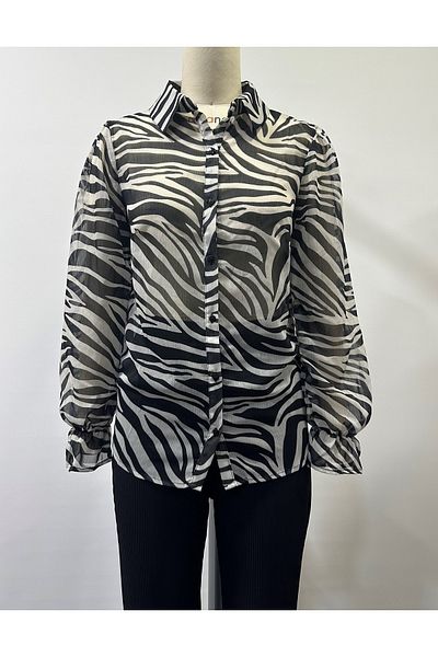 Merlot Zebra Printed Chiffon Shirt