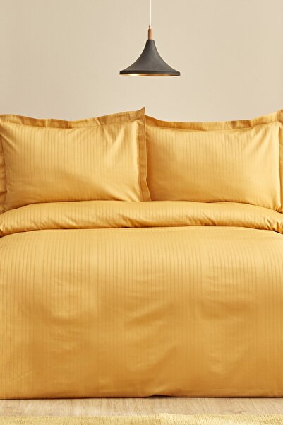 Karaca Home Uniq 100% Cotton Double Satin Duvet Cover Set Mustard