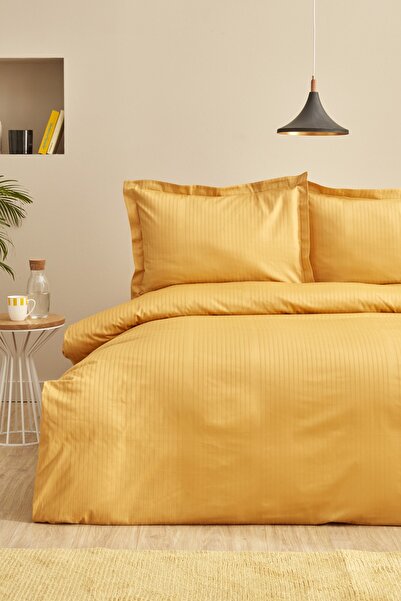 Karaca Home Uniq 100% Cotton Double Satin Duvet Cover Set Mustard