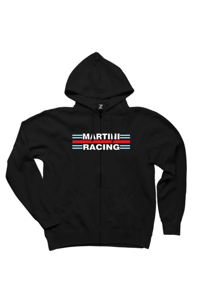 Z zepplin Martini Racing Black Zipper Hooded Sweatshirt
