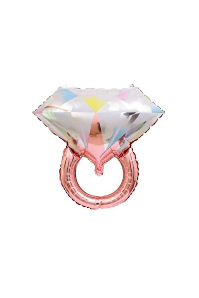 Patladı Gitti Tektaş Yüzük 75 Cm Rose Gold Renkli Elmas Folyo Balon Bekarlığa...