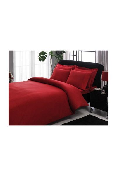 Taç Premium Basic King Size Cotton Satin Duvet Cover Set-red