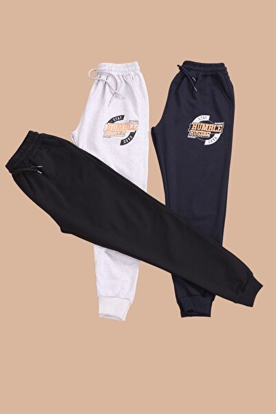 COSBA kids wear Συνδυασμός ανδρικών παντελονιών φούτερ με 2 Humble Printed και 1 Straight Jogge Pockets