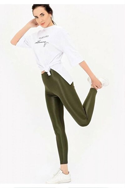 Swana Yüksek Bel Kadın Disko Parlak Tayt