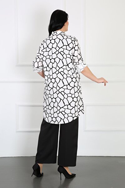 By Alba Collection Жіноча біла бавовняна віскозна туніка з великим розміром та візерунком