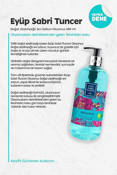 Eyüp Sabri Tuncer Natural Olive Oil Liquid Soap Ocean 500 Ml