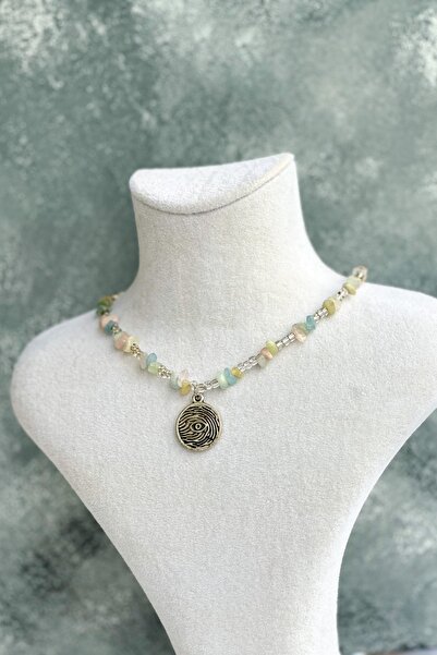 EfsunluTAŞ قلادة من الحجر الطبيعي مورغانيت