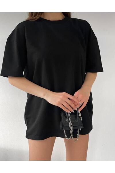 Revasser Siiah Pamuk Unisek Oversized Boifriend majica - Bisiklet Iaka