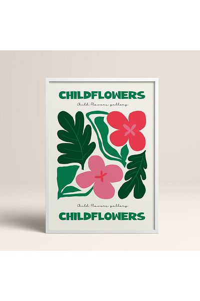 HOMEPACK Tablou cu rame din lemn alb Poster cu rame Decor artistic modern de perete (FLOWER199-WHITE-40X60)
