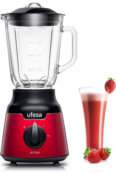 Ufesa Bs4100 Amber Red Blender Table Compact, 900 W, Cam Sürahi 0,8 L
