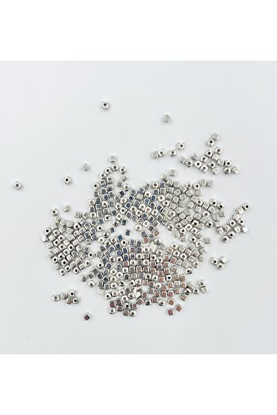 yiğit aksesuar 100 Adet 3 Mm Gümüş Rengi Küp Boncuk