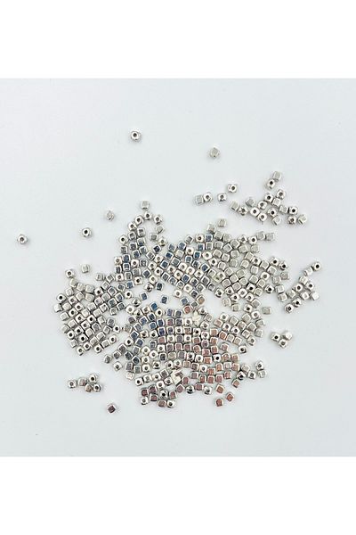 yiğit aksesuar 250 Pieces 3 Mm Silver Color Cube Beads