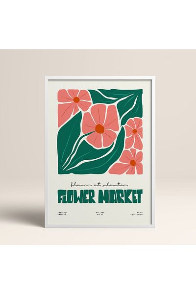 HOMEPACK Tablou cu rame din lemn alb Poster cu rame Decor artistic modern de perete (FLOWER203-WHITE-30X40)