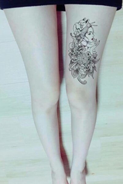 Barly Kadın Ve Çiçek Geçici Dövme Tattoo