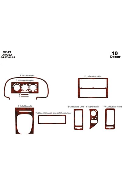meriç cockpit design ميريتش ®   سيات أروسا تنجيد أمامي ماهوجني 10 قطع 1997-2001