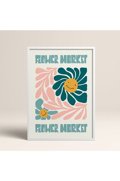 HOMEPACK Pictură cu rame din lemn alb Poster cu rame Decor artistic modern de perete (FLOWER206-WHITE-40X60)