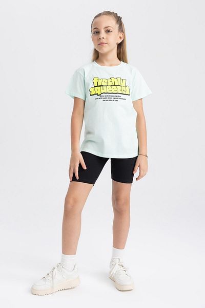 DeFacto Girl's Printed Short Sleeve T-Shirt B0437a823hs