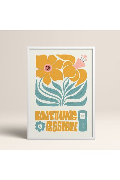 HOMEPACK Tablou cu rame din lemn alb Poster cu rame Decor artistic modern de perete (FLOWER208-WHITE-50X70)
