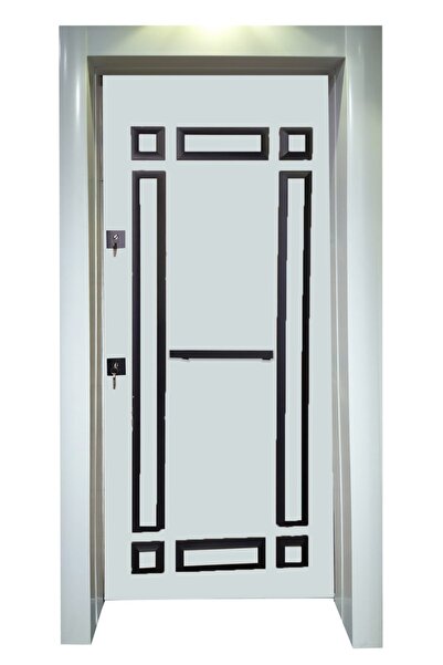 tezwood ahşap kapı sanayi Çelik Kapı Modelleri Beyaz Kasa Kabartmalı Model Daire Kapısı, Tırnaklı Sistem Çelik Kapı Sağ Açılım