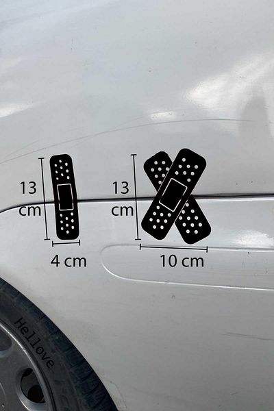 AVMmarketim Band-Aid negru - Autocolant auto, 13 cm înălțime, cu găuri plate și încrucișate