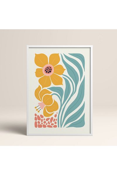 HOMEPACK Tablou cu rame din lemn alb Poster cu rame Decor artistic modern de perete (FLOWER212-WHITE-40X60)