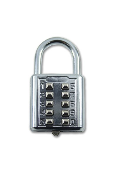 babikamium Asma Kilit Dolap Kilidi Sabit Şifreli 10 Haneli Tuşlu Anahtarsız Güvenlik Krom