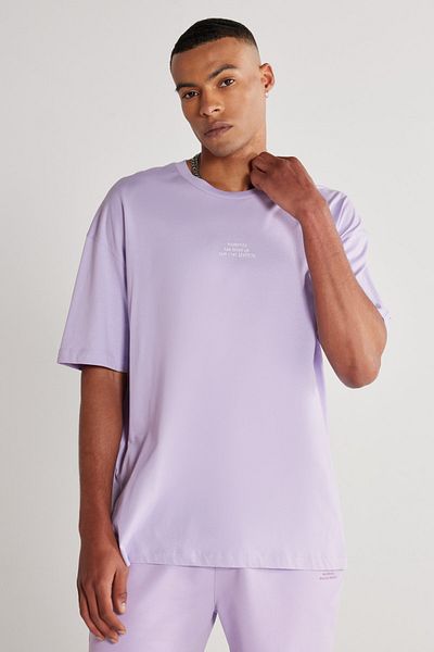 AC&Co / Altınyıldız Classics Unisex lila oversize, volný střih s výstřihem, 100% bavlna