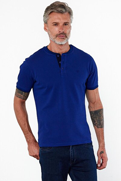 ENQUE Мъжка тениска с къс ръкав и дълга съдийска яка, основен саксофон