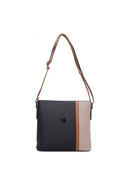 TH Women's Shoulder Bag Th-yk14024 Black-dark Beige-tan