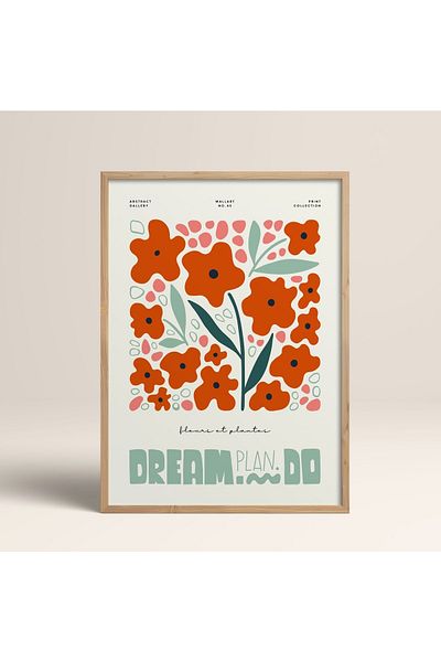 HOMEPACK Картина в рамка от естествено дърво, рамкиран плакат, артистична модерна декорация за стена (FLOWER216-WOOD-40X60)
