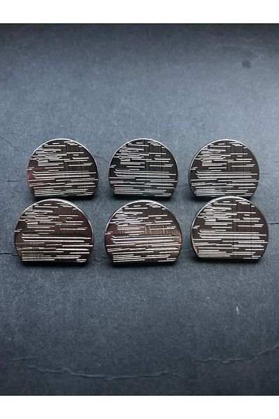 aensia Silver Striped Semicircle Button 28 Length Metal Button Coat Trench Jacket Jacket Button-Pack of 6 Buttons
