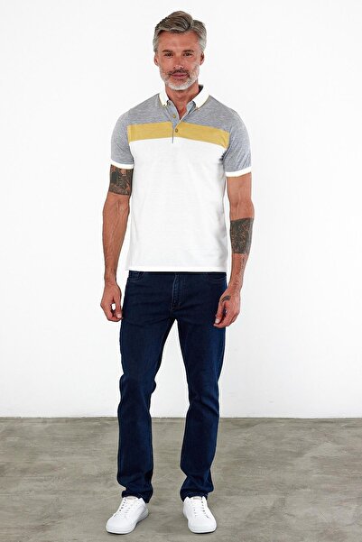 ENQUE Чоловічий базовий поло з прямим коміром, короткими рукавами та вузьким кроєм, білий