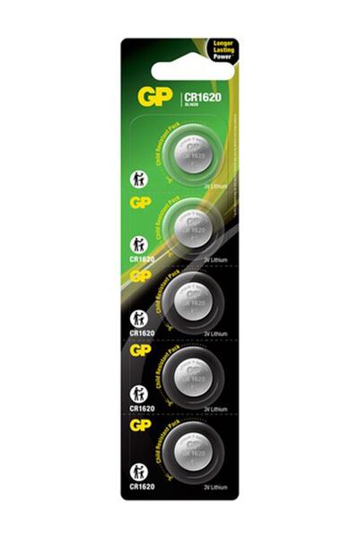 GP Batteries GP CR1620 3v Lithium Bios Tartı Oto Kumanda Pili Düğme Pil 5'Lİ Kartela Paket