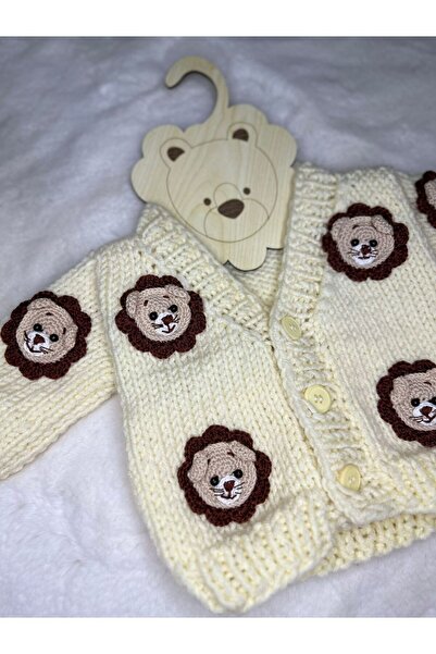 lionworkshopp Aslan El Örgüsü Bebek Ceket 0-2 yaş