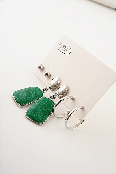 EUROMODA Sedefli Mineli Özel Tasarımlı Vidalı Küpe