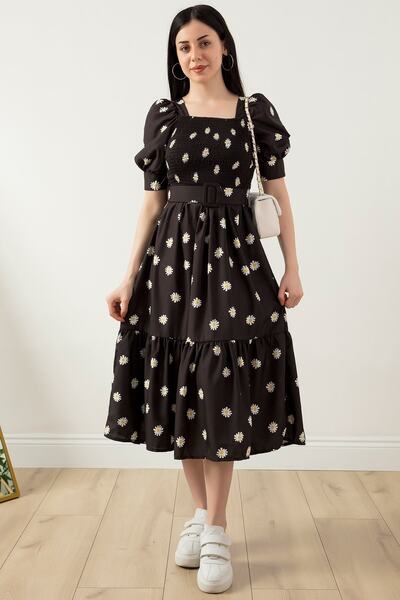 PULLIMM Rochie cu guler pătrat cu imprimeu Daisy 2023-2269