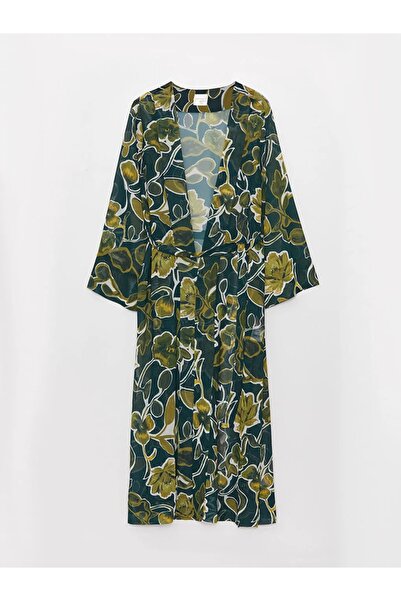 LC Waikiki Kimono pentru femei Lcw Dream Shawl, cu mâneci lungi, cu guler floral