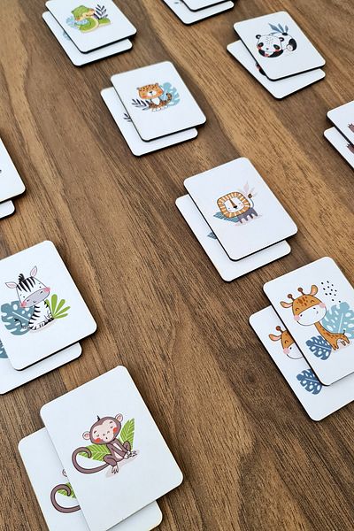 metafortoys Wooden Cute Animal Intelligence Cards Matching Game Preschool Educational Material