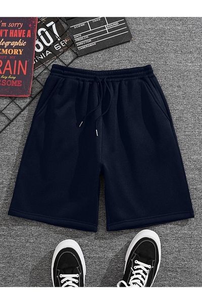 Machetta Plus Size Unprinted Plain Basic Summer Sports Shorts - Daily Combed Cotton Shorts