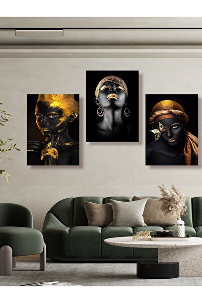 HYL Modern Siyahi Kadın Tablo Seti
