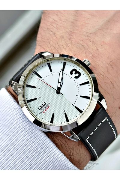 Q&Q Men's Leather Cord Wristwatch - Qb99j161d