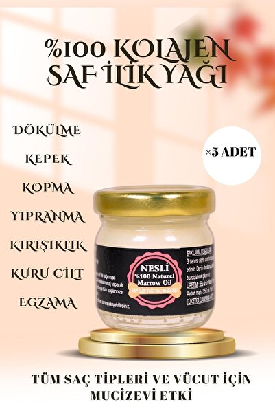 NESLİ ORGANİK ÜRÜNLER Saf Ilik Yağı Saç Bakım & Onarım Maskesi-doğal Kolajen(5x40ml) Saç Dökülmesi–yıpranma- Kepek Karşıtı