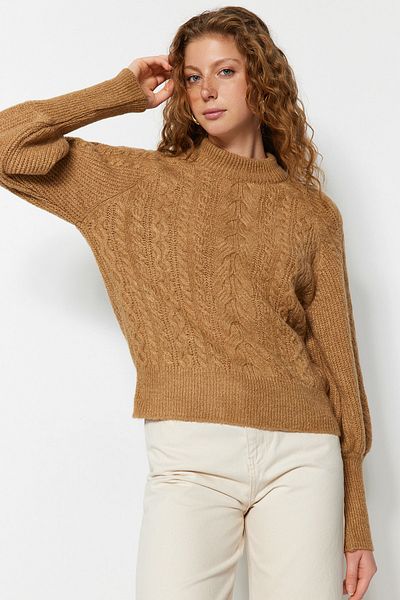 Trendyol Collection Velbloudí pletený svetr s měkkou texturou TWOAW21KZ0109