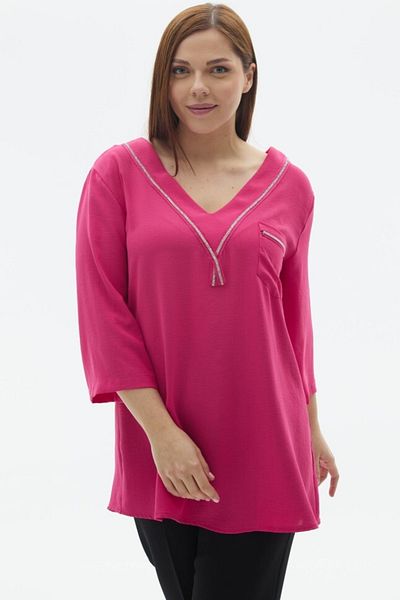 Selen Giyim Plus Size V-Neck Jewelled Blouse with Front and Back