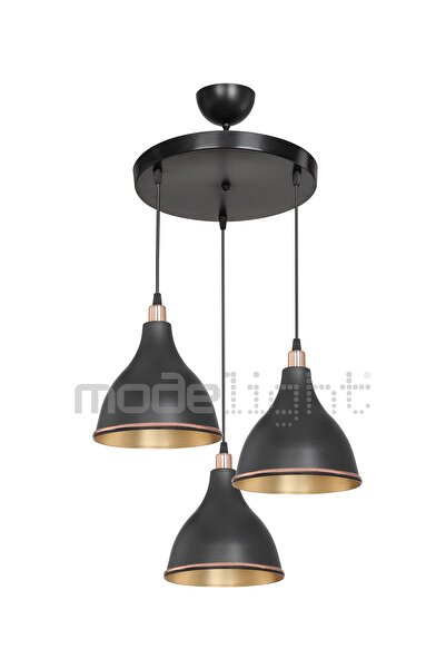 Modelight Tilda 3lü Çember Avize Siyah Salon-oturma Odası-çocuk Odası-yatak Odası-yemek Odası-antre-mutfak