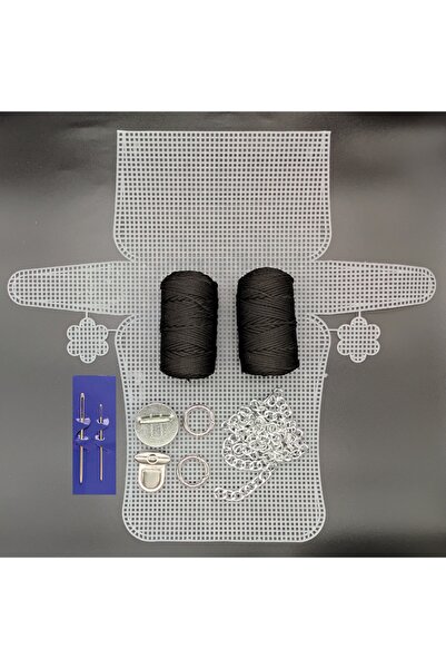 Cansu Tuhafiye Çanta Seti Polyester Makrome Ipi, Çanta Kanvas, Misinalı Iğne,...