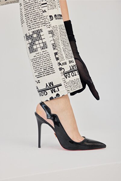 AYAKKABI PRENSİ Elisa Stiletto Siyah Rugan 10 Cm Kadın Stiletto, Topuklu Ayakkabı