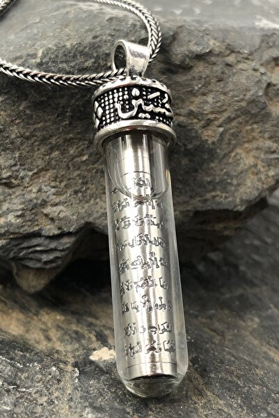 Diriliş Takı Zemzem Sulu Ayetel Kürsi Yazılı Muska Cevşen Gümüş Kolye