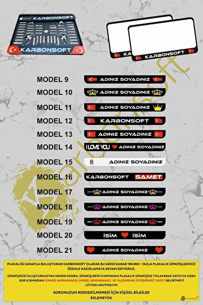 karbonsoft Motor Plakalık 1 Adet Takmatik Motosiklet Plakalık Kişiye Özel Plakalık