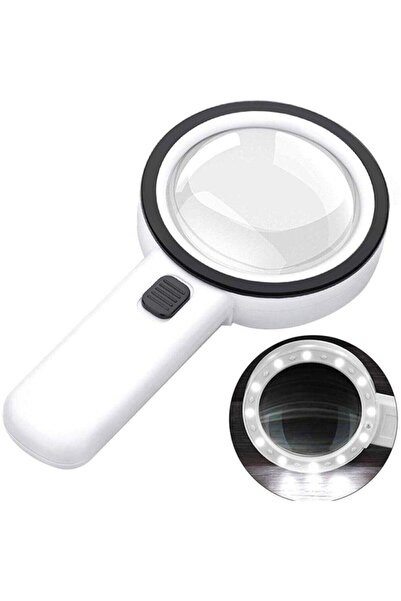 Bosile 30x 95 Mm Çift Hd Optik Cam Lens El Büyüteç 1 Uv 12 Led Işıklı